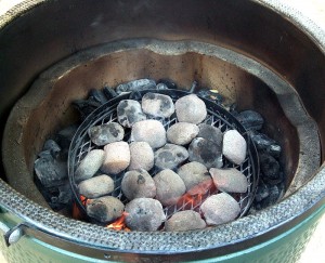 Plate of ceramic briquettes on charcoal Plate of ceramic briquettes on charcoal