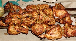 Finished Tandoori Chicken Finished tandoori chicken, on skewers