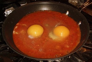 Fresh Eggs into Tomato Sauce Fresh Eggs into Tomato Sauce