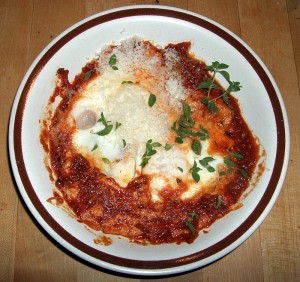 Shakshuka Shakshuka: eggs in tomato sauce